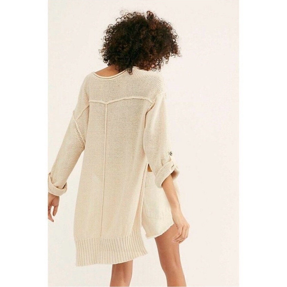 Free People We The Free Firefly Oversized Knit Tunic Sweater Ivory Size XS - Picture 8 of 10